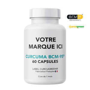 Boîte de 60 capsules d'extrait d'herbes de curcuma antioxydant, BCM-95, étiqueté Curcugreen Hexa3 - Product Image 1