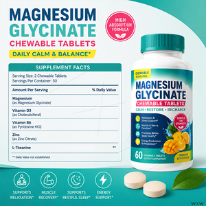 Wholesale Magnesium Glycinate Chewable Tablets <strong>Tropical</strong> Citrus Flavor Supplement for Calm Mood Relaxation Muscle Nerve Health - Product Image 6