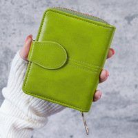 Damen Mode Kurze PU-Leder Geldbörse mit Reißverschluss Münzfach und Kartenhalter mit Polyester-Futter Verschluss PU-Geldbeutel für Damen
