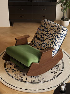 Sillón Mecedora Telescópico de Madera Maciza para Sala de Estar o Dormitorio, Silla Mecedora con Respaldo L92 - Product Image 6