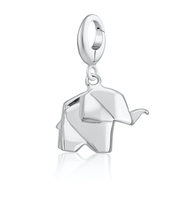 Colgante de elefante origami para mujer, de plata S925 chapada en oro, diseño geométrico de animal, regalo de fuerza y sabiduría, joyería DIY con clip