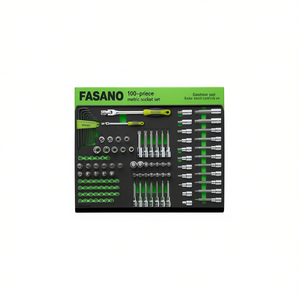 Fasano 100 Piece Metric <b>Socket</b> Set With <b>Ratchets</b> And Bits For Auto Repair - Product Image 2