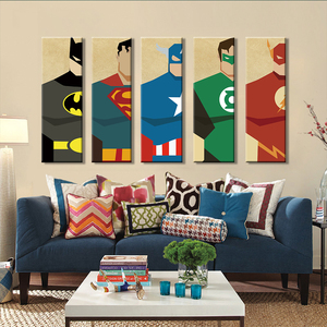 Pintura en Lienzo <span class=keywords><strong>de</strong></span> 5 Piezas, Decoración Moderna <span class=keywords><strong>de</strong></span> Pared con Superhéroes, Impresión HD, <span class=keywords><strong>Cuadros</strong></span> para Dormitorio Infantil, Sin Marco - Product Image 1