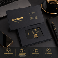 Tarjeta de Presentación NFC con Código QR de Metal Negro Mate ZDF 2025 con Embalaje de Caja de Regalo, 13.56MHz, Tarjetero Digital Impermeable