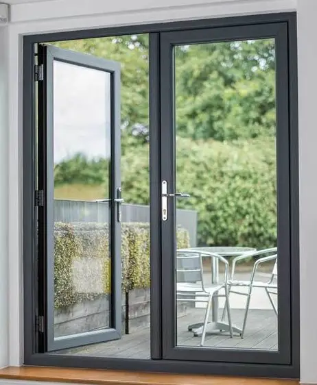 Balcón frontal puerta abatible de aluminio puertas de cristal francés exterior Doble