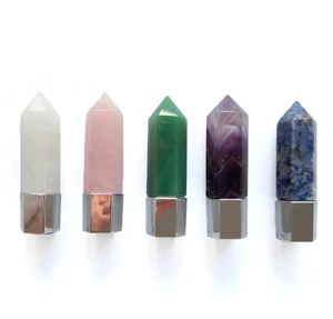 Botella de cristal de cuarzo rosa con rodillo, vacía, recargable, para aceites esenciales, perfume, portátil, para masaje facial y de puntos de acupuntura. - Product Image 1