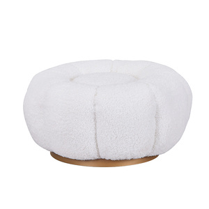 PUF de terciopelo blanco para sala de estar, taburete redondo de estilo nórdico, otomano, precio barato - Product Image 1