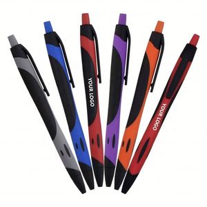Juego de Bolígrafos Personalizados con Logotipo, Negros, con Diseño Deportivo, Cubierta de Goma Suave al Tacto, Bolígrafos de Escritura de 1.0 mm, Regalos Promocionales de Plástico - Product Image 1