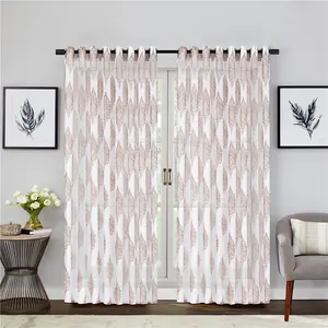 Classical Curtain Design Window Decoration Sheer Curtain//Factory Hot Sale Eyelet Top Brown Customized Printed Window Curtain