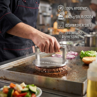 Presse à hamburgers robuste en acier inoxydable 304, 3,13 lb, antiadhésive, écologique, pour grillades au gaz, facile à nettoyer, compatible lave-vaisselle, barbecue