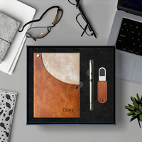 Ensemble de cahiers d'affaires en cuir PU personnalisés avec impression de logo-Bloc-notes de poche portable Cadeau d'entreprise 250294-A