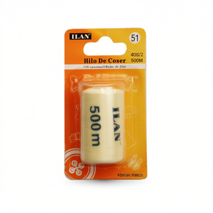 Filo da cucito Ilan 500M 40S/2 bianco in poliestere per macchine da cucire e cucito a mano - Product Image 1