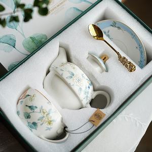 Juego de té de estilo británico Premium <span class=keywords><strong>elegante</strong></span> tetera de porcelana de cerámica de lujo taza platillo servicio de té de la tarde caja de regalo - Product Image 6