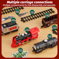 Train télécommandé avec scène en carton, fumée électrique, ensemble de train de Noël pour enfants, cadeau, piste à assembler, lumières musicales, jouet de train RC