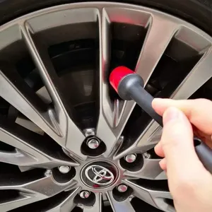 ANSITOOL Set Kuas Detailing Cuci Mobil 5 Buah Warna Hitam+Merah Gagang Panjang Bulu Plastik Nylon untuk Pembersihan Efektif - Product Image 4