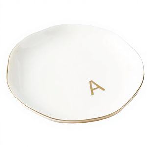 Plateau à bijoux en porcelaine blanche Art Déco avec lettres anglaises gravées sur mesure, porte-bijoux, plateau à bagues, décoration, cadeau pour mariage, fête des mères - Product Image 4