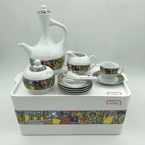 Ebena Rekebot Tilet Ceramic Porcelain Ethiopia Saba Ethiopian Coffee <strong>Set</strong> <strong>Tea</strong> <strong>Set</strong> With <strong>Plastic</strong> Table - Product Image 3