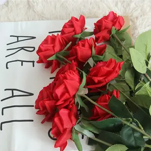 Rosas de tacto Real de seda Artificial de alta calidad recubiertas de látex, para fiestas de boda, cumpleaños, sala de exposición de flores decorativas