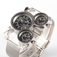 Montre à quartz pour homme Y2K vintage rétro, bracelet en maille acrylique, cadran à aiguilles de 50 mm, épaisseur de 10 mm, plusieurs fuseaux horaires, forme de dessin animé