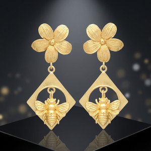 Pendientes Largos de Latón Hechos a Mano con Baño de Oro, Diseño Étnico de Hojas Florales, para Aniversario - Product Image 2