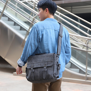 European American Retro Trendy Men's Cross-Border <b>Briefcases</b> Casual PU Leather Crossbody Shoulder Bags Simple Men's <b>Briefcases</b> - Product Image 3