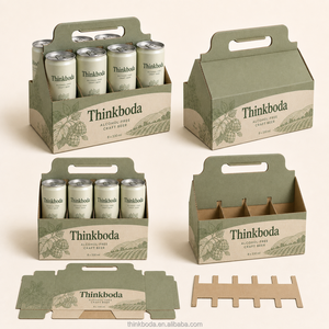 Caja Portabebidas Personalizada para Ocho Latas con Asa, Empaque Corrugado para <span class=keywords><strong>Cerveza</strong></span> Artesanal, Refrescos, Jugos, Venta al por Menor y Regalos - Product Image 4