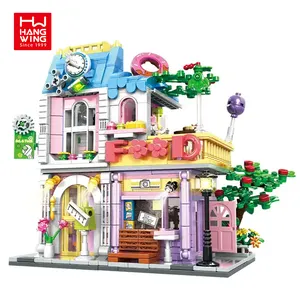 HW TOYS Atacado Personalizar Student City House Building Blocks Brick Set Criança Menino Menina Richly Villa Construção Toy 840pcs