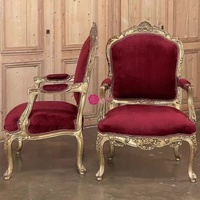 Fauteuil d'appoint Yicheng en bois massif vieilli, style français de luxe, sculpté, pour salon et zone de négociation