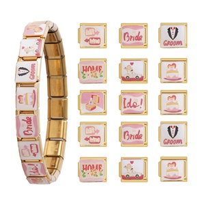 Venta al por mayor de dijes italianos a granel de acero inoxidable que no se deslustran, chapados en oro de 18 quilates, serie Día de la Madre, para pulseras de dijes italianos - Product Image 1