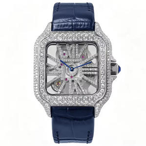 Reloj de Lujo para Hombre con Moissanita Iced Out, Movimiento de Cuarzo, Esfera Hueca y Hebilla de Pin, Joyería Masculina de Negocios al por Mayor - Product Image 3