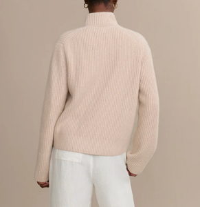 Cardigan en cachemire de haute qualité pour <span class=keywords><strong>femme</strong></span>, avec logo personnalisé, col montant, manches longues, tenue chaude et élégante, collection 2026 - Product Image 4