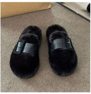 Zapatillas peludas Baotou para mujer, zapatillas antideslizantes para el hogar de otoño e invierno, zapatillas de algodón cómodas y resistentes al desgaste - Product Image 4