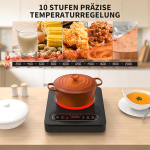 Table de cuisson vitrocéramique encastrable 2000W, brûleur électrique simple avec commande tactile, écran LED, minuterie 4 heures, verrouillage de sécurité, étanche - Product Image 4