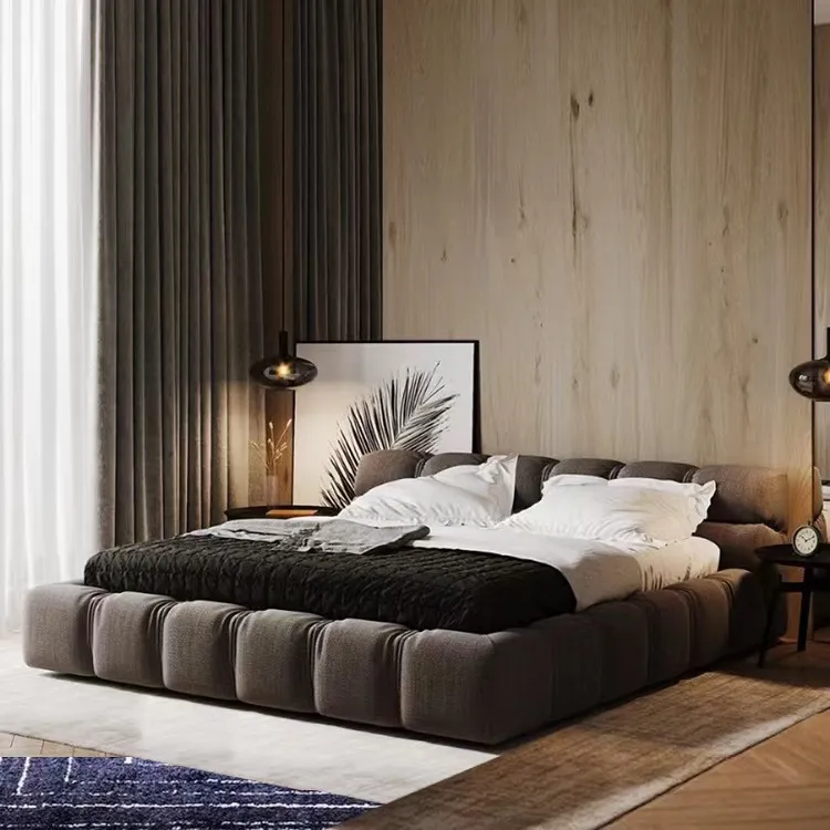 Мягкая кровать на платформе мягкая ткань современная с Европейским итальянским дизайнерским дизайном Queen King Size бархатная домашняя мебель
