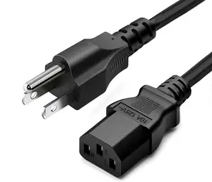 Direto da fábrica Aprovado 3 Pin Prong Plug Cabo EUA 3Pin 10A/13A/15A AC Cabos Chumbo Elétrico IEC C13 EUA Cabo De Alimentação