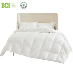 Grosir selimut pengisi bulu alami bulu kustom selimut katun 100% putih