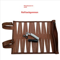 Table de jeu de backgammon pliable portable en cuir PU pour l'extérieur, personnalisable