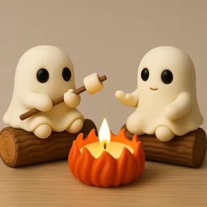 Portavelas de Cerámica Hecho a Mano, Diseño de Fantasma de Halloween, Bonito y Acogedor, para Fogata - Product Image 2
