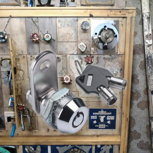 Serrure tubulaire à quart de tour haute sécurité <span class=keywords><strong>YOAN</strong></span>, grade 2 ANSI, pour armoires, boîtes à outils, bornes d'arcade, en alliage de zinc, avec 2 clés, finition chrome brillant - Product Image 3
