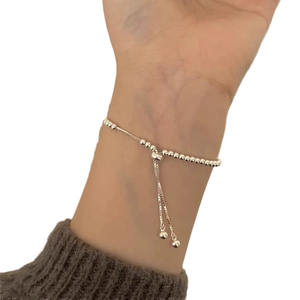 S925 Sterling Silver Bead <b>Pull</b>-Out Chain Link Bracelet Women-Trendy High-End <b>Light</b> Luxury Certified Gift - Product Image 3
