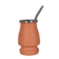 Venta al por mayor de fábrica: Mini taza de acero inoxidable de doble pared con aislamiento al vacío de 240 ml para yerba mate, con bombilla y pajita, ideal para fiestas.