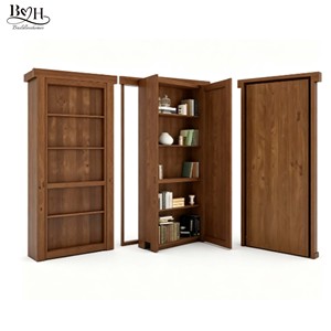 Bibliothèque dissimulée en bois massif, étagères de rangement multicouches secrètes, porte coulissante pour villa, maison, bureau, passage caché - Product Image 4