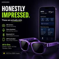 Lunettes intelligentes IA avec étui de charge magnétique, traduction en temps réel, appels téléphoniques, lecteur de musique, stabilisation d'image, étanches IPX67