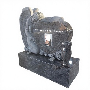Union Stone Traditional American Carved Angel Heart Bahama Blue Granite Headstone - Product Image 2