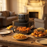 Friteuse à air en verre 1800W, capacité 4L+6L, contrôle numérique, électrique moderne sans huile pour usage domestique, garantie 1 an