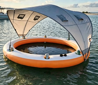Isla Flotante Inflable Redonda con Toldo para el Sol, Directo de Fábrica, Hamaca Flotante para Fiestas Acuáticas para Varias Personas, para Adultos
