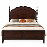 Lit moderne en pin massif avec tête de lit capitonnée, écologique, taille spéciale, mobilier de chambre pour hôtel, villa, appartement