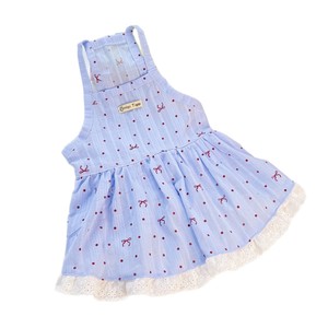 Vestido de lunares azul Hipi Tiger para perros, falda bonita de verano con detalle de lazo - Product Image 4