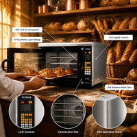 Horno de Circulación de Aire Caliente Comercial de 60L, Acero Inoxidable 304, 4 Niveles, Pantalla LCD, Humidificación por Pulverización, Equipo de Panadería