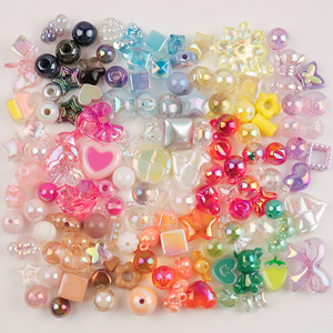 100g/Sacs Perles acryliques électroplaquées de formes variées pour accessoires DIY, perles en vrac pour bracelets, colliers DIY en plastique de styles et couleurs variés - Product Image 2